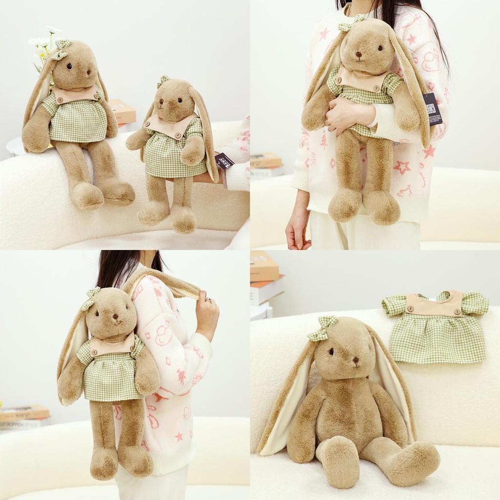 Adorable Long Eared Bunny Plush Toy Soft Coffee Colored Rabbit Doll Ideal Birthday Gift