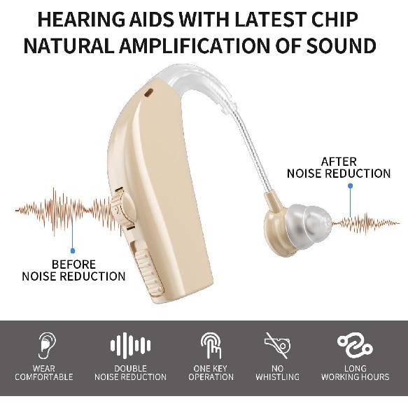 Hearing Aids Hearing Amplifiers for Seniors Rechargeable with Noise Cancelling Hearing Aid Loss Amplifier Seniors and Adults Charging Case Volume