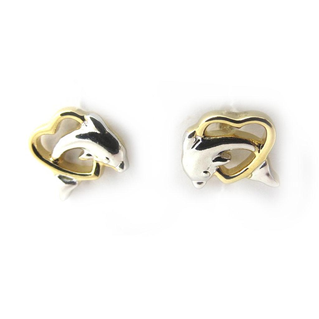Les Trésors De Lily [N0023] - Gold Plated 'Dauphins of Love' Silver Plated Earrings - 8x8 Mm