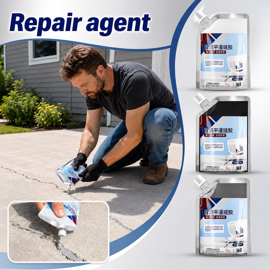 Concrete Crack Repair Filler 500ml Seamless Self-Leveling Compound for Floor Wall and Driveway Surface Restoration