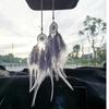 Feather Mirror Car Pendant for Girls Lucky Ornament Hanging Charm Home Decor Car Interior Accessories