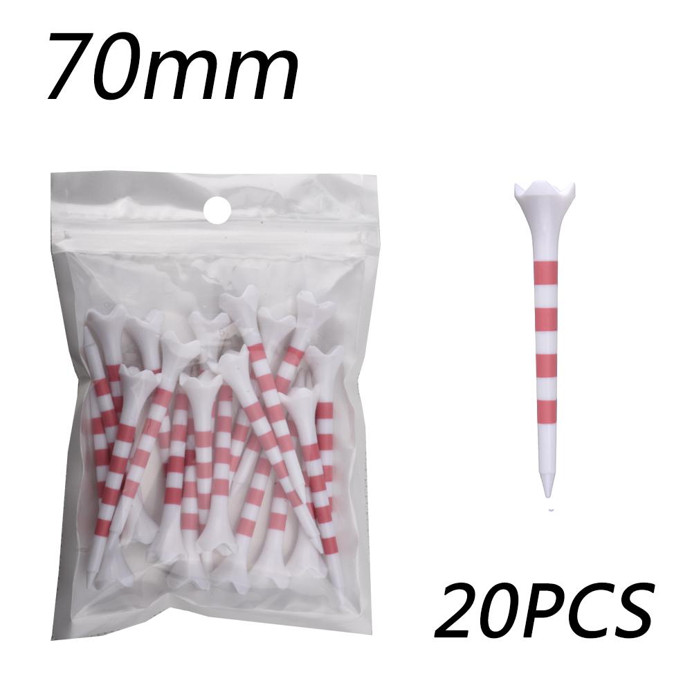 20pcs/Bag Plastic Golf Tee With Red/Black/Blue/Pink/Green Stripe Marking, Durable, Golf Supplies