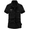 2019 Men's Plus Size Summer Outdoor Casual Cotton Workwear Shirt with Shoulder Epaulets