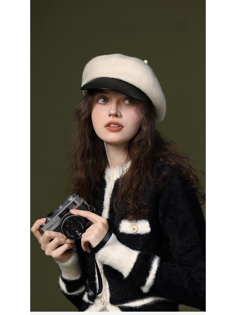 Women's Wool Beret: Autumn/Winter Fashion, All-Season Japanese Painter Style, Windproof and Warm (DMZ102)