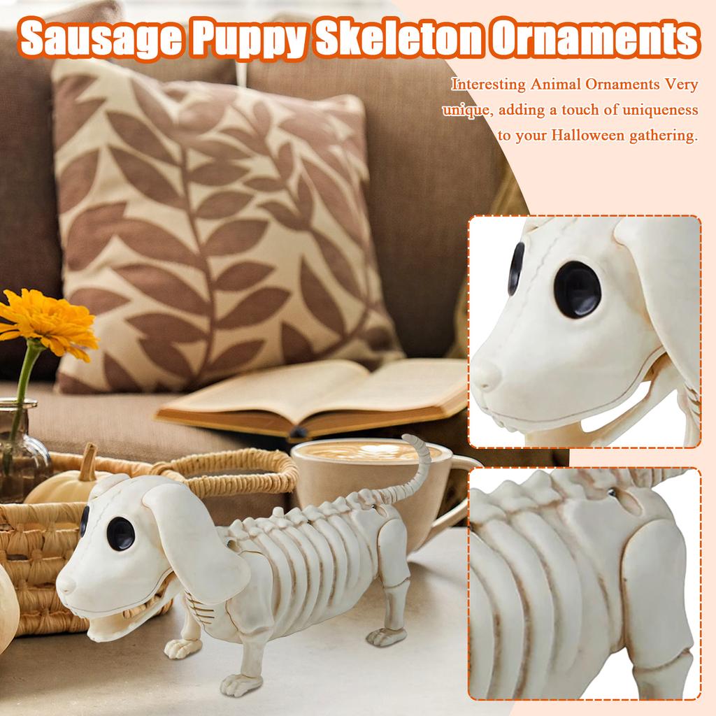 Halloween Sausage Puppy Skeleton Ornaments, Interesting Animal Ornaments, Add To The Halloween Atmosphere,Suitable For Friends To Send
