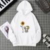 Women's Sunflower Elephant Printing Pattern Round Neck Pullover Long Sleeve Sweater Women Pullover Crew Neck Style