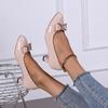 Spring and Autumn new bow high heels shallow single shoes pointed women's shoes casual thick heel work shoes