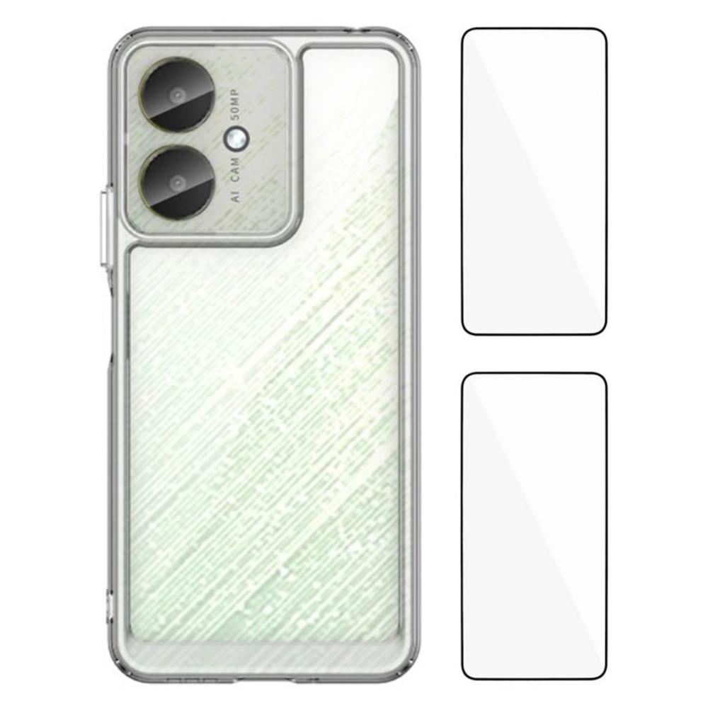 

WANLONFENG MF2 Series For Xiaomi Redmi 13C 4G/13C 5G Case TPU Acrylic Clear Phone Cover with 2Pcs Tempered Glass Film Type A