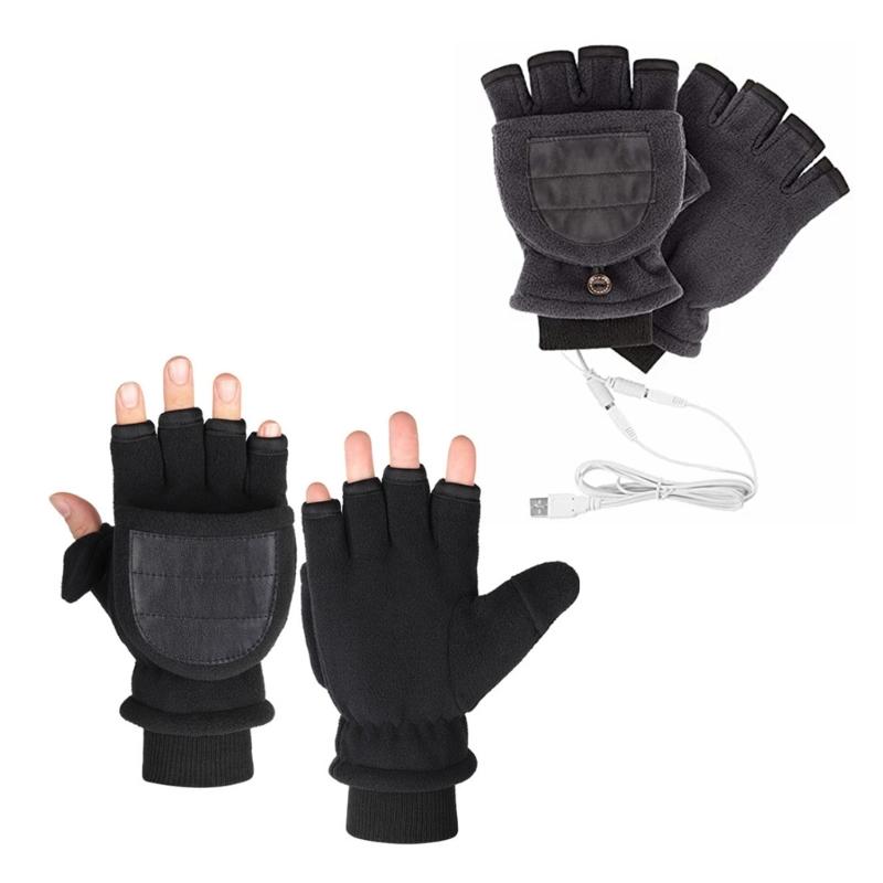 usb Fingerless Gloves Thermal Gloves Heated Gloves Fingerless Touchscreen Fleece Gloves Split Finger Gloves