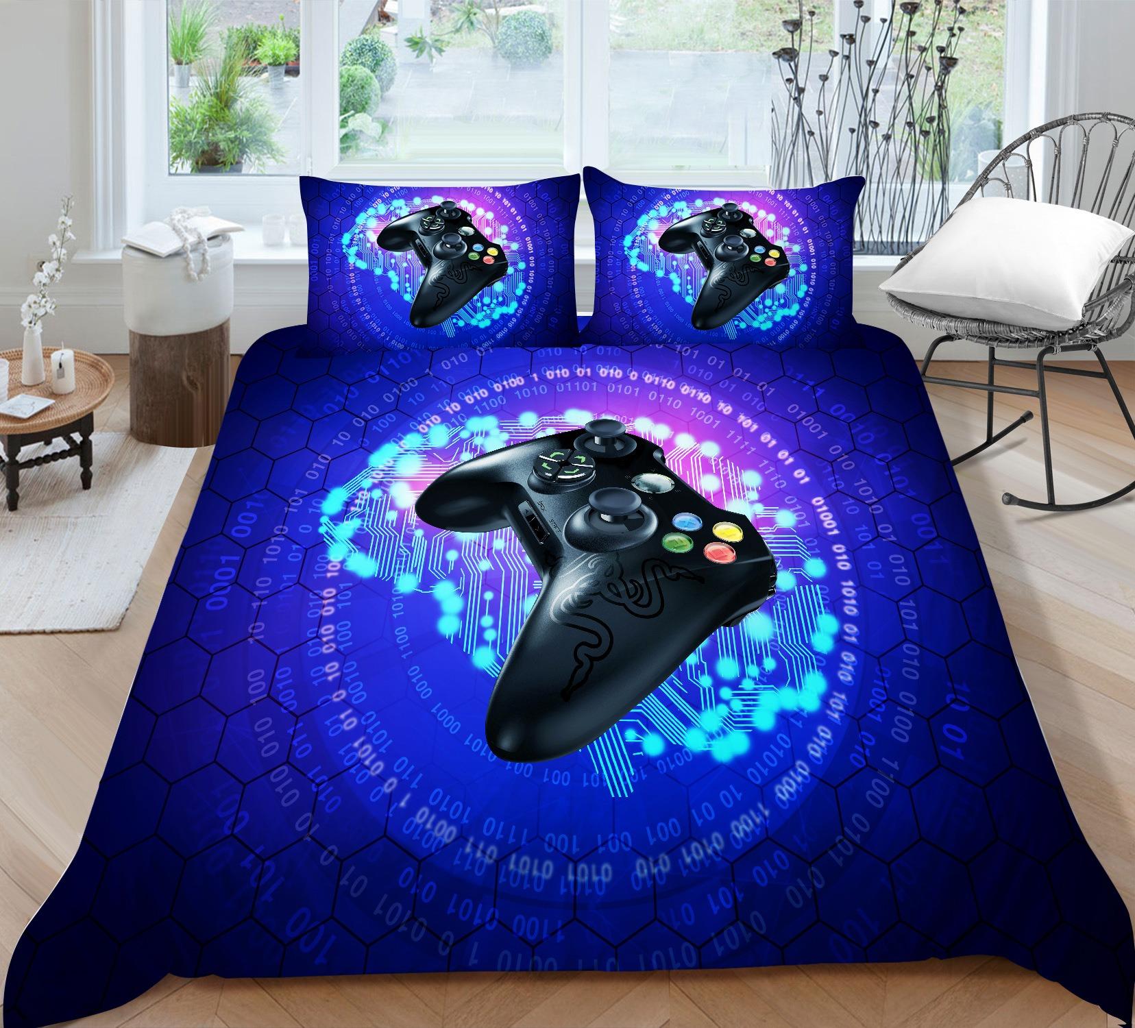 

2,3pc Galaxy Gaming Duvet Cover Set For Boys,Starry Sky Video Games Comforter Cover,Playstation Designs,Bedding Set For Teen Man EU single(135x200cm)