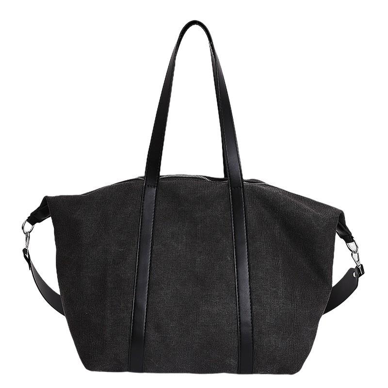 Large Capacity Canvas Tote Bag Women Spacious Crossbody Shoulder With Zip Street Style Daily Commute Travel
