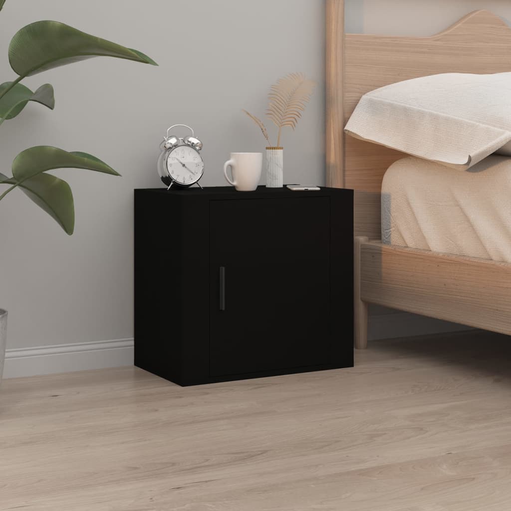Wall Mounted Nightstands Set of 2 Black 50 X 30 X 47 Cm