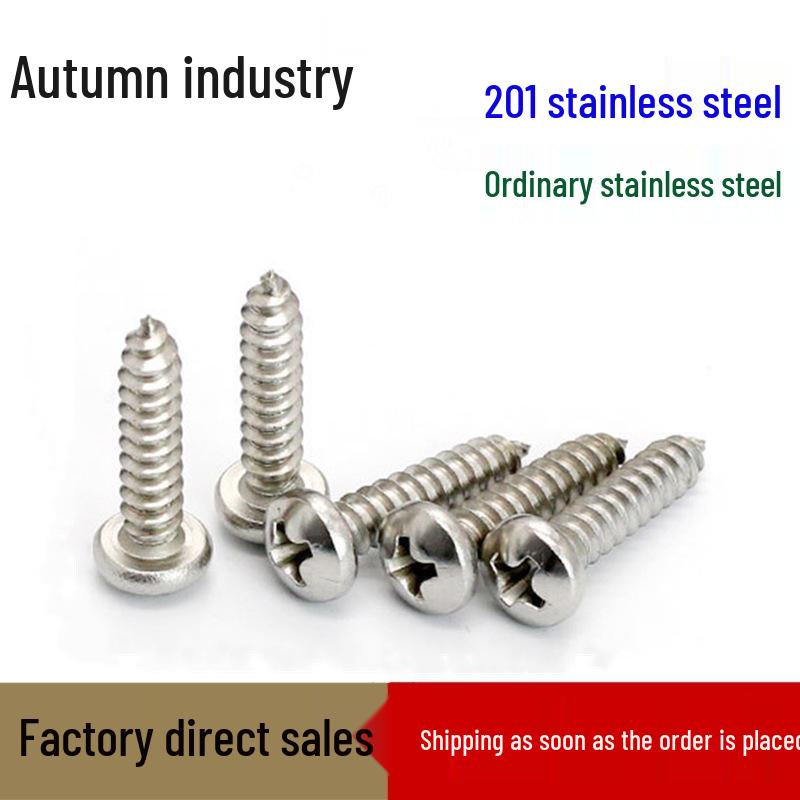 M3-M6 201 Stainless Steel Phillips Pan Head Wood Thread Self-Tapping Screw