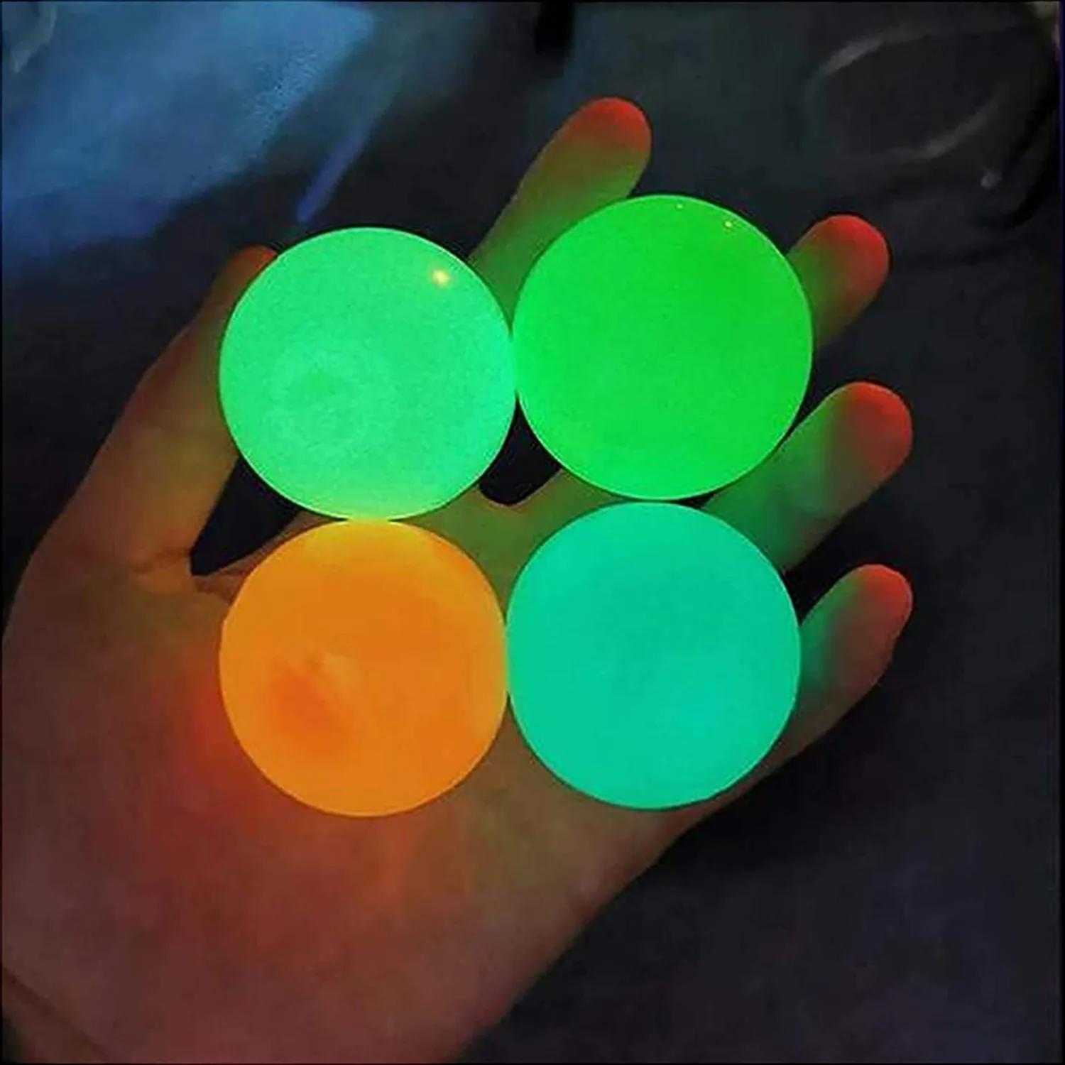 

5/10Pcs Glow In The Dark Sticky Balls - Squishy Stress Relief Toys, Fun Fidget Toys Sensory Decompression Toys For Kids & Adults