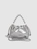 2025 New Spring and Summer Super Fire Shoulder Oblique Span Small Bag Silver Bucket Bag Women's Premium Pleated Pearl Chain Bag