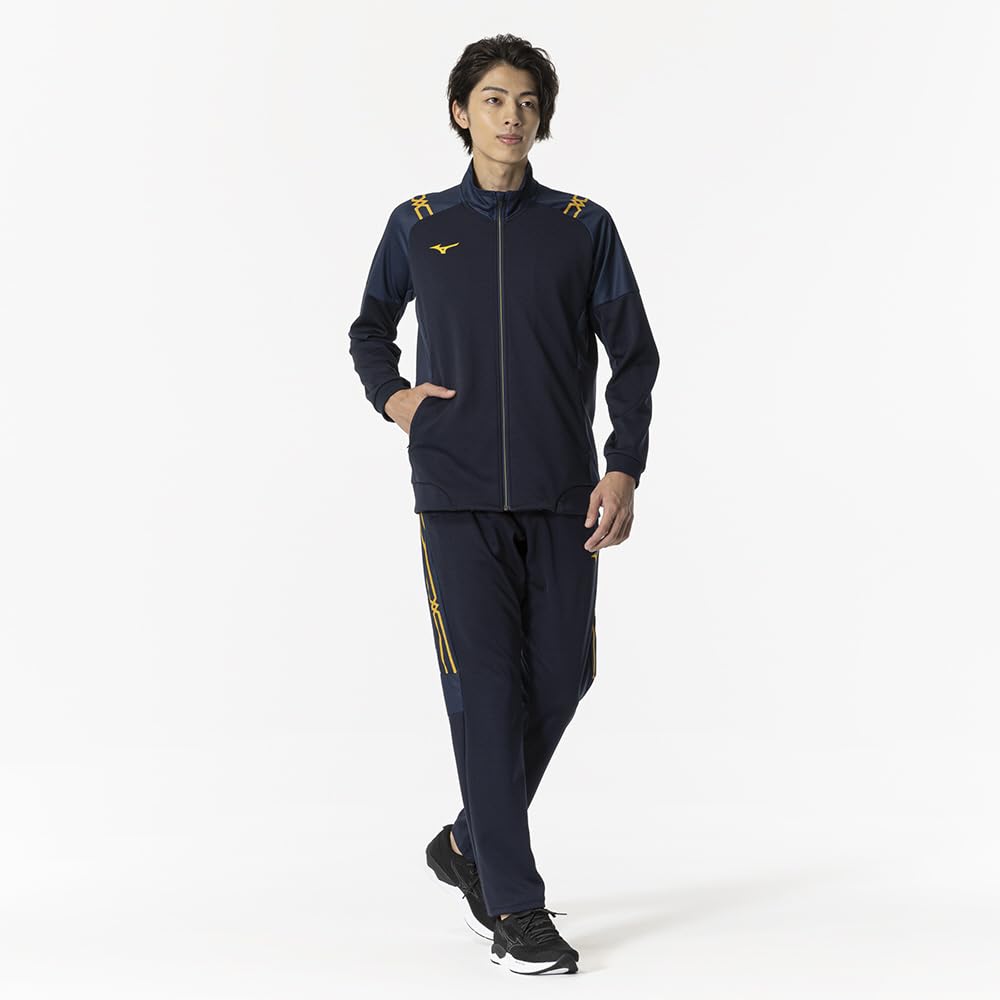 Mizuno Soft Dry Knit Hybrid Dress Size M Men's Jacket, Sweat-Wicking, Quick-Drying, Warm-Up Jersey, Navy, (32MCB001)