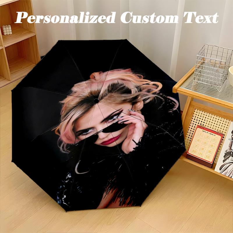 Portable Auto Folding Umbrella,Lady Gaga 8 Rib Waterproof Umbrella For Camping Commute