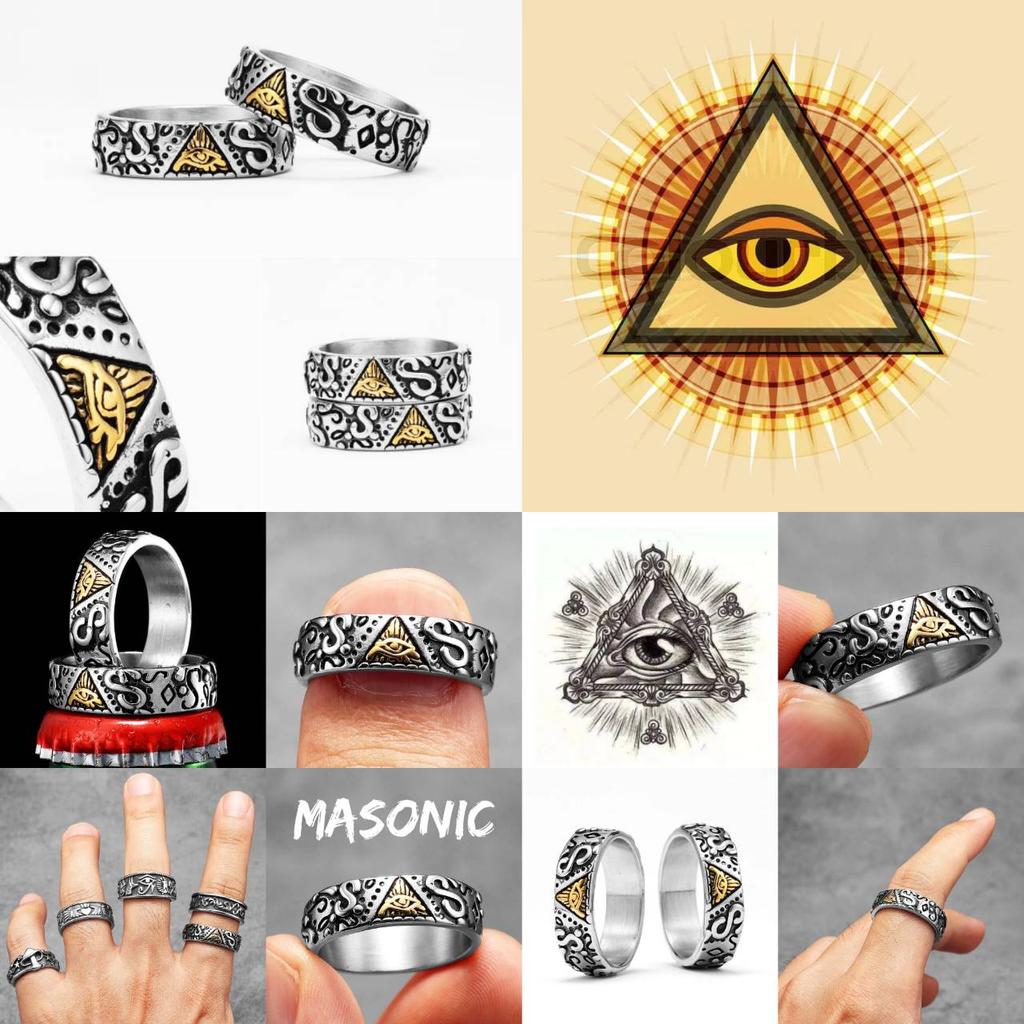 Ring Ancient Egypt Eye God Egyptian Triangle Amulet Talisman Stainless Steel Protect Power Jewelry Gift Hip Hop Rock Goth Gothic