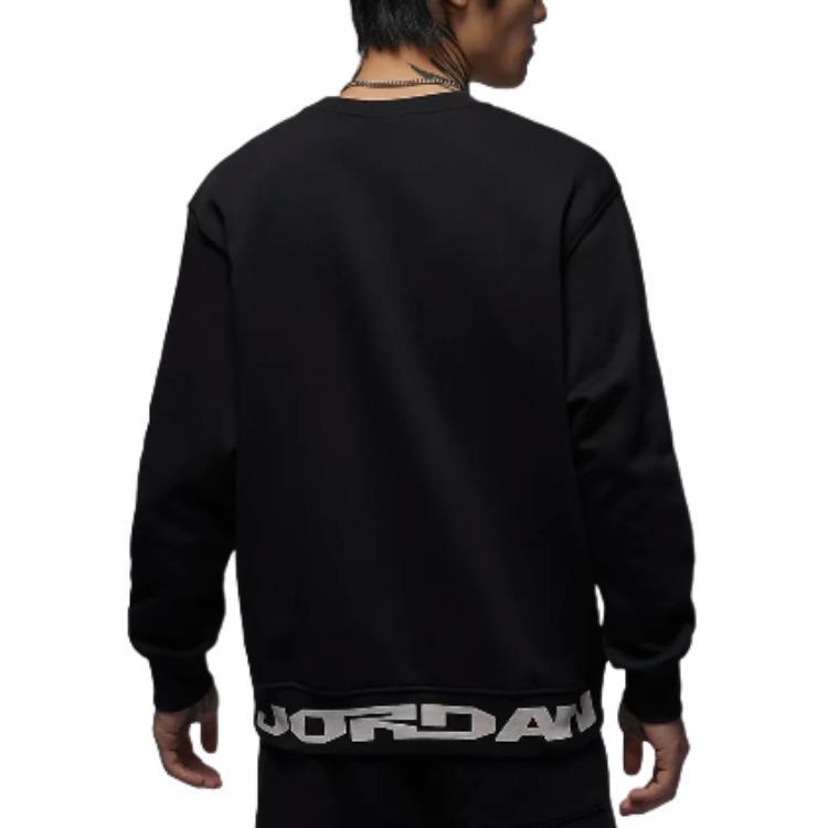 Jordan MVP Letter Pattern Fleece Lined Crew Neck Pullover Long Sleeved Sweatshirt Men's Black FV7437-010