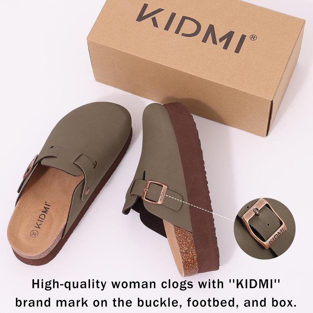 Fashion Shevalues Platform Clogs Sandals For Women Summer Thick Heels Leather Mules Slippers Female Cork Footbed Fashion Beach Sandals
