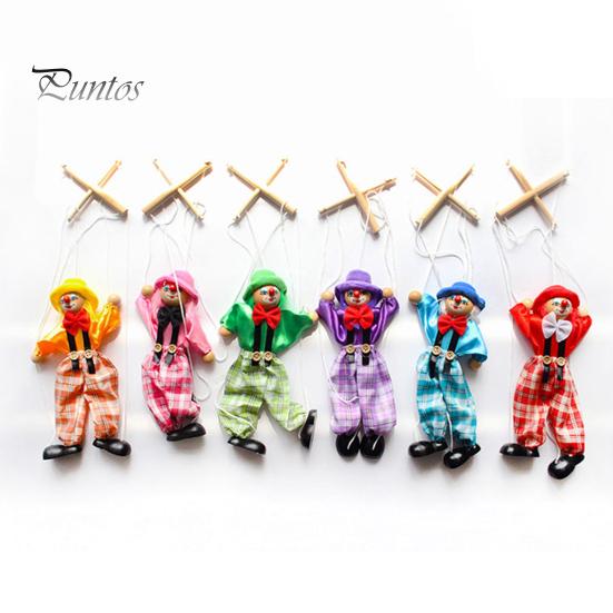 Boys Hand Puppetry Marionette Clown Puppet Toy Pull Rope Wooden Doll Interactive Girls Kids Pirate Birthday Christmas Gifts