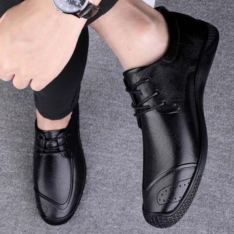 Men's Male Casual British Business Cow Genuine Leather Shoes  Flats Spring Autumn Offices Formal Shoes 2024 New