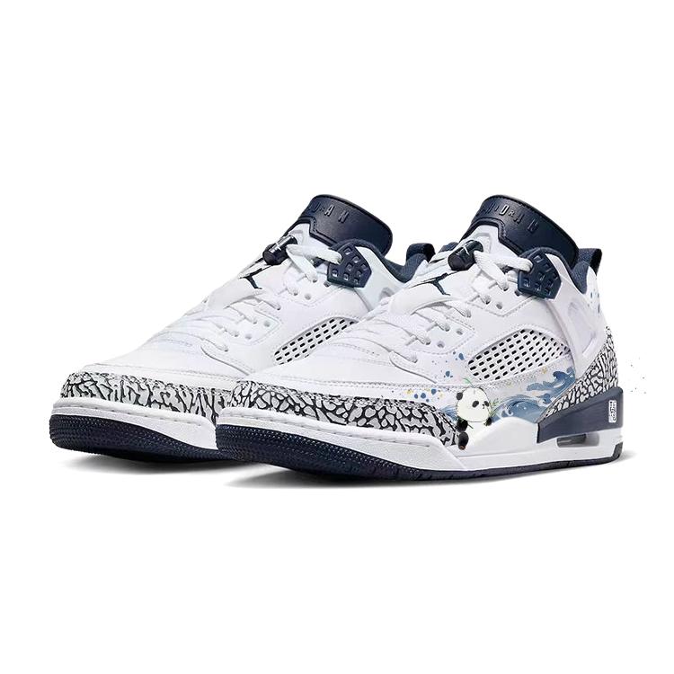 Jordan Spizike Abrasion Resistant Slip Resistant Low top Vintage Basketball Shoes Men's White Blue FQ1759-104(Team181-)