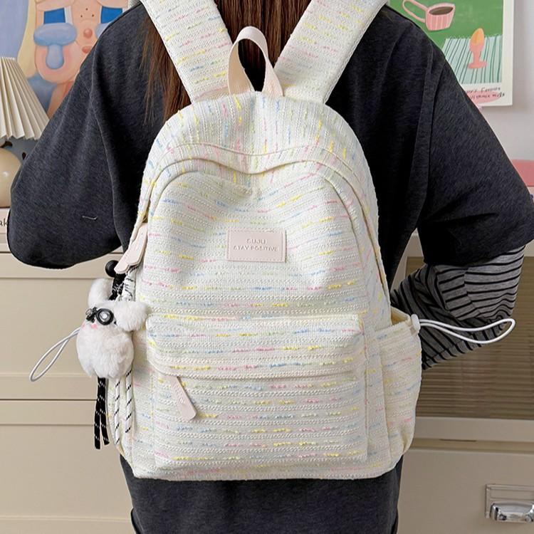 Schoolbag wholesale ins literary style small fresh plaid schoolbag female campus high school college student backpack autumn and winter travel back