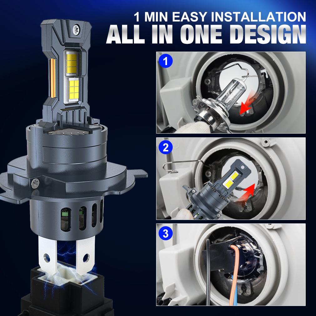 2 Adet 32000LM H4 LED Far Ampulü Mini Turbo H7 H11 LED H8 9005 HB3 9006 HB4 70W Araba Sis Lambası Yüksek/Düşük Işın Far Otomatik Tak-Çalıştır Lamba 6500K Beyaz
