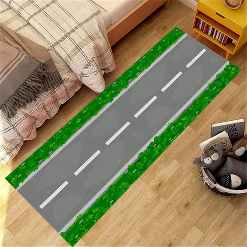 Railroad Track Rug Illusion Hallway Runner 3D Rustic Train Track Carpet Entryway Industrial Decor Boys Room Optical Illusion Rug