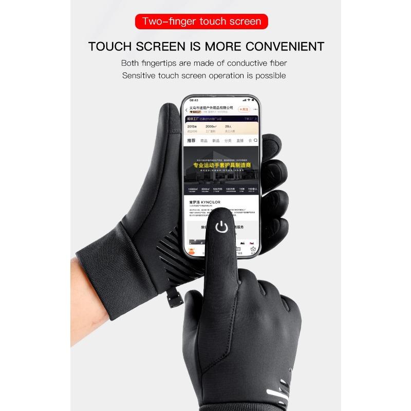 Ciclism și alpinism în aer liber cu izolație de pluș din material anti-vânt, mănuși cu ecran tactil, rezistente la uzură, antiderapante