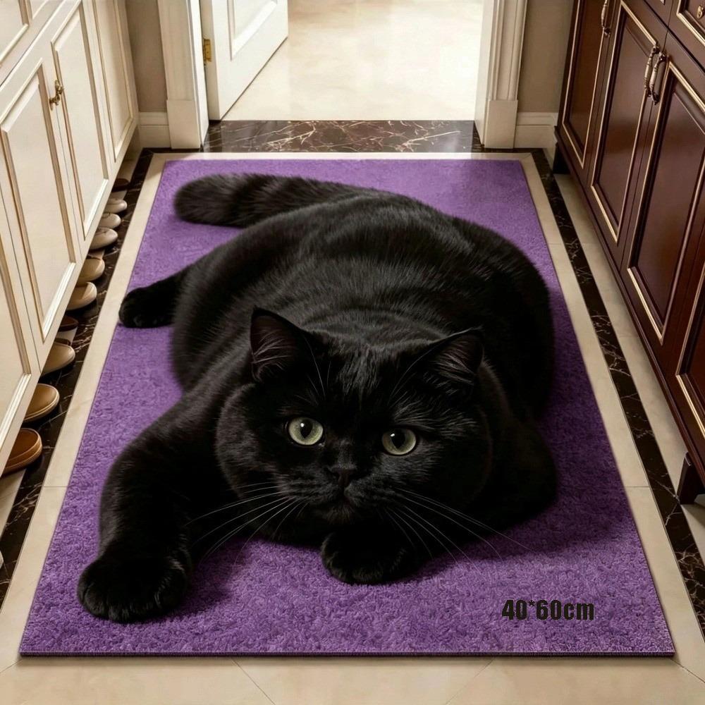 Pet Themed Animal Shaped Carpet 3D Printed Diatom Mud Mat Cat-Shaped Area Rug Home Floor Decor