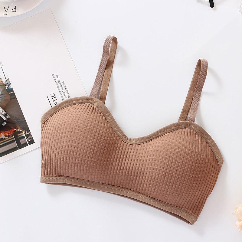Ribbed Cotton Camisole Wrap with Anti-Exposure Bandeau - Sexy French-Style Women's Lingerie Vest Bra