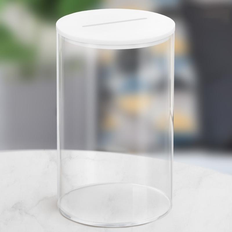Modern Clear Acrylic Saving Jar Shatterproofs Design Easy Coin Access Safe For Kids Home Office Use