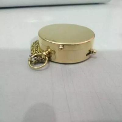 ANTIQUE COLLECTION Solid Flat Pocket Compass with Chain Maritime Collectible Hiking Best Gift Chain Great Antique Item