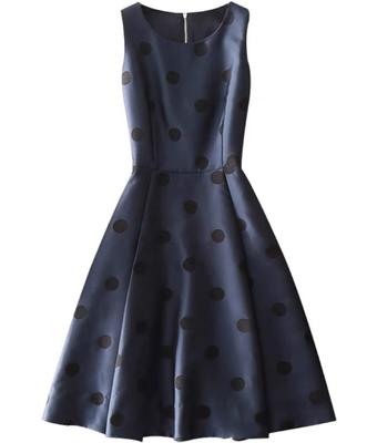 Dorfabend Ausgestellter Rundhalsausschnitt Gepunktet Einfarbig Perfekt für und Größe 1150 H&T Damenkleid, Kleid, Knielang, A-Linie, Ausschnitt, Stilvoll, Elegant, Schlankmachend,