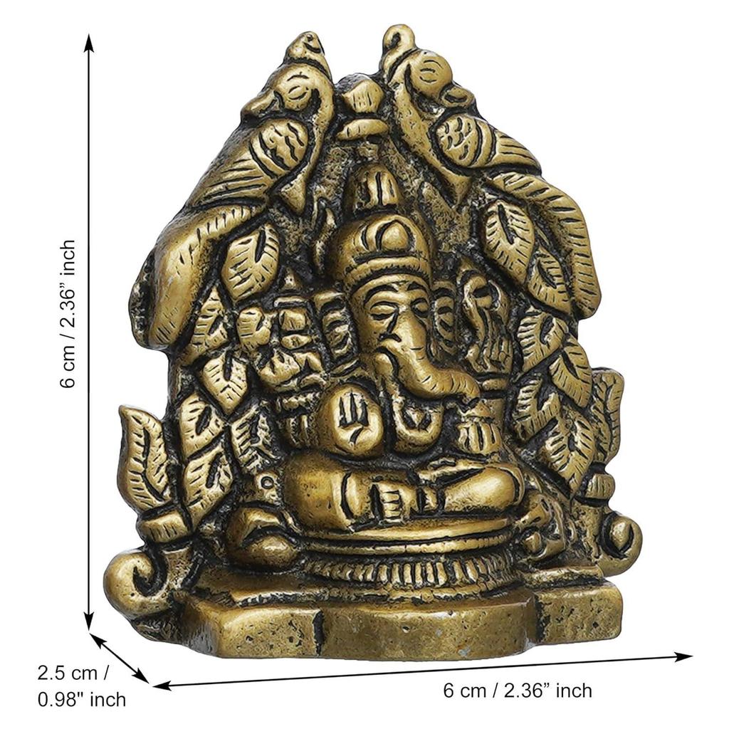 Metal Handcrafted Golden Lord Ganesha Idol On Peacock Design Throne - Decorative Religious God Statue for Home