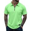 Men's Casual Zipper Collar Lightweight Breathable Short-Sleeve Top