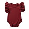 Newborn Baby Girls Ruffles Romper Summer Short Sleeve Jumpsuit Ribbed Knitted Romper Summer Outfits