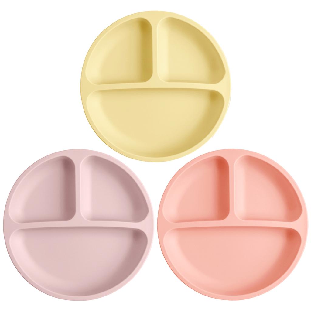 Color Kids 3PCS Silicone Baby Feeding Set With Suction Plate BPA Free Eco Friendly Training Tableware Toddler Weaning Utensils