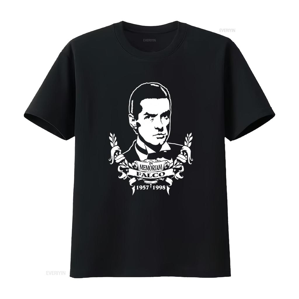 In Memoriam Falco 1957 1998 T Shirt Print Tribute Design Vintage Washed Versatile Streetwear Homme Casual Top For Everyday Wear