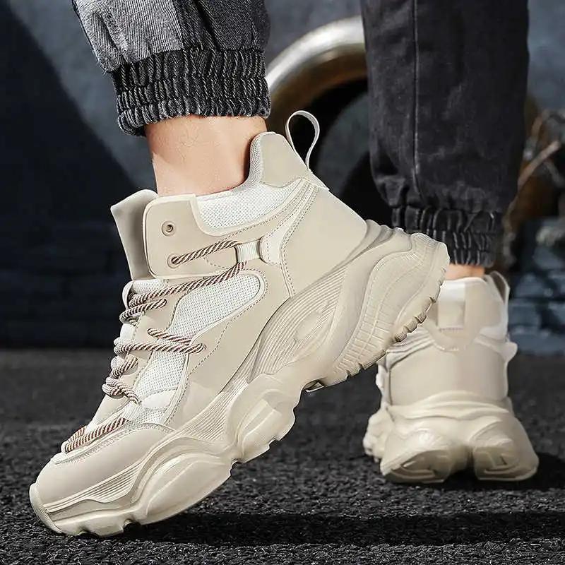 Lace-up Thick Heeled Shoes Boots Men Summer Boots Male Cheap Boots Sneakers Sports Sepatu Beskete Joggings Practice