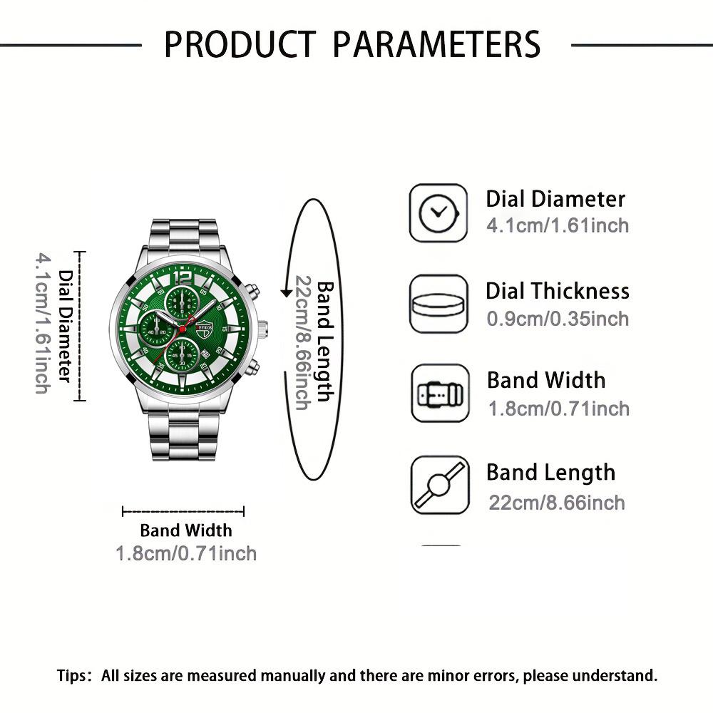 2pc Men's Quartz Watch Set, Men's Casual Watch, Business Watch, Men's Gift