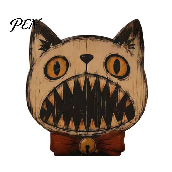 Creative Home Art Decor Halloween Wooden Ornaments, Distressed Pumpkin/Cat Decorations, Desktop & Wall Atmospheric Retro Interior Ornaments Decors for