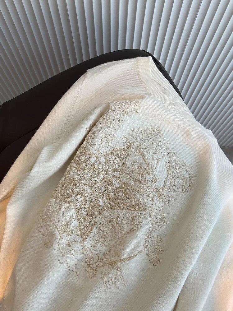 Высококачественный женский вязаный свитер с круглым вырезом — фото 4