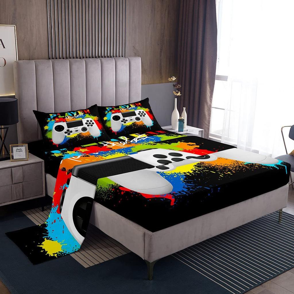 Cute Cartoon Panda Pattern Bed Hat Four-Piece Bedding Set Bedroom Dormitory Bedding Decoration