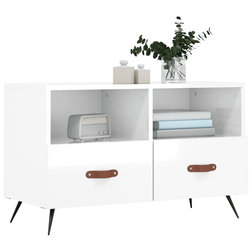 Vidaxl Szafka Pod Tv, Biała, Wysoki Połysk, 80X36X50 Cm