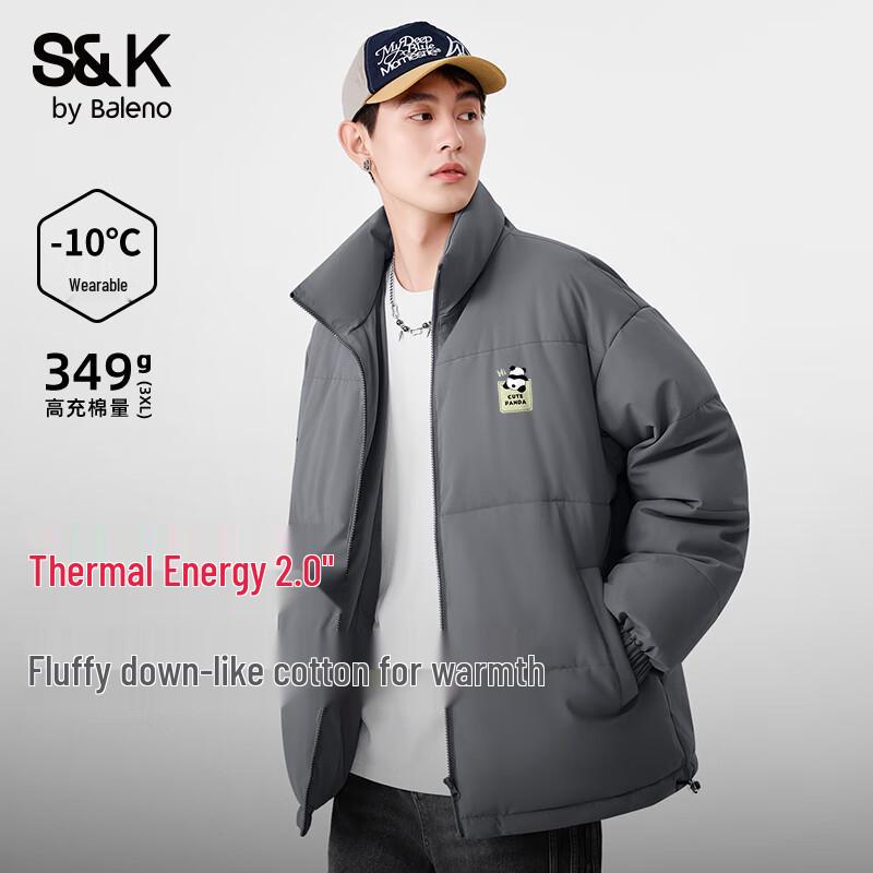 Baleno SK Series Panda Print Plush-Lined Stand-Collar Winter Jacket