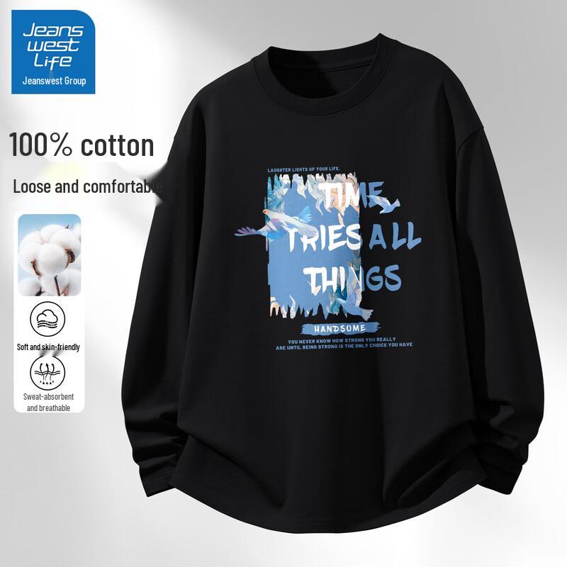 JEANSWEST LIFE Men s American Style Pure Cotton Long Sleeve T-Shirt L