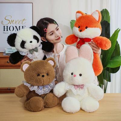 Cartoon Bear Rabbit Doll Plush Toy Black And White Panda Fox Doll Children'S Rag Doll Girl Birthday Gift